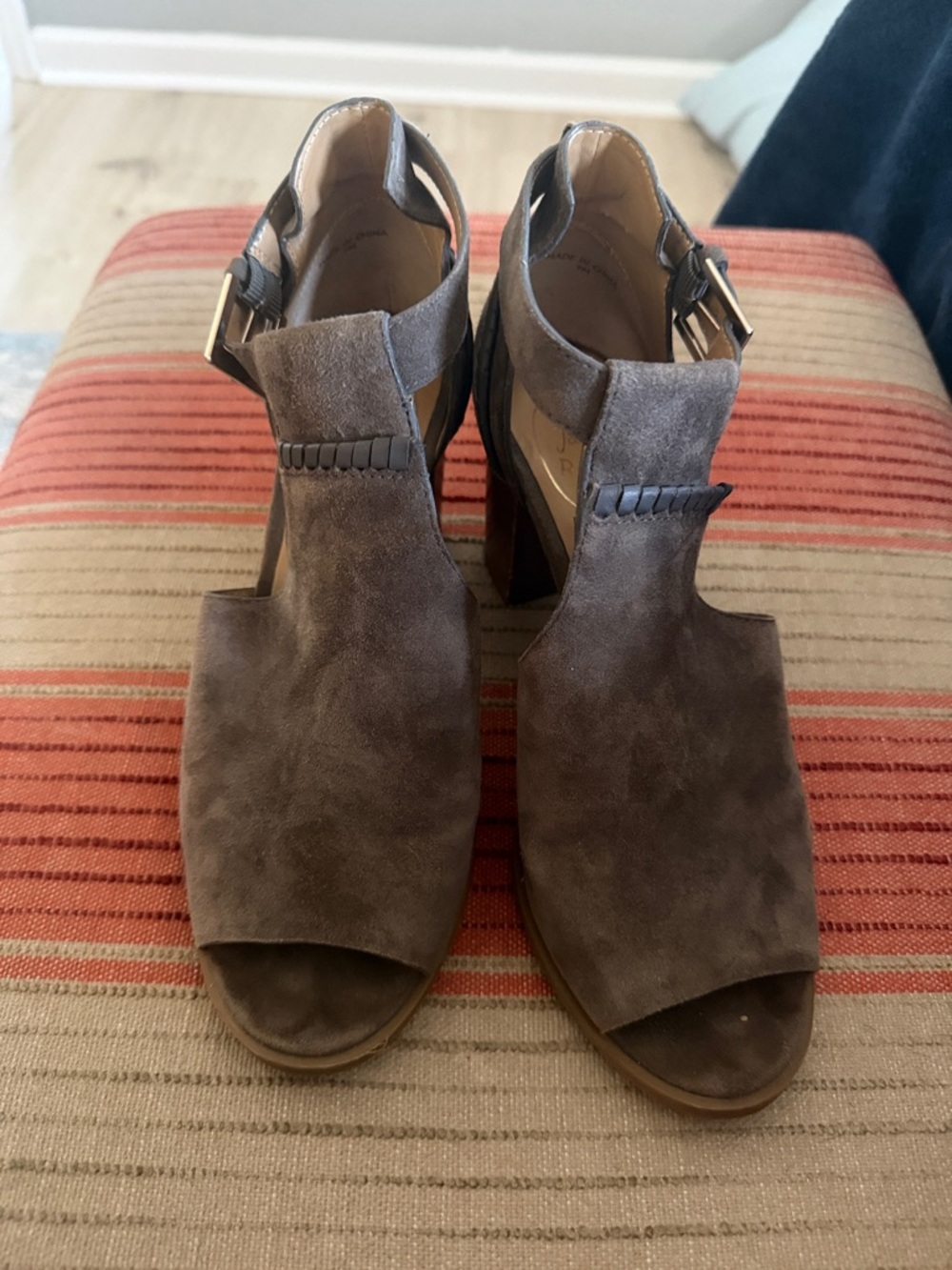 Jack Rogers Taupe Suede Open-Toe Bootie